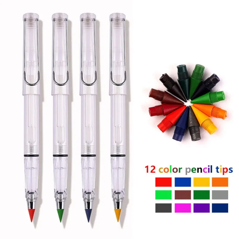 חדש שקוף נצח 12 עפרונות צבע העיפרון טיפ אינסופי כותב טכנולוגיה Inkless ניתן למחיקה עט לילדים מתנות מכשירי כתיבה - 0