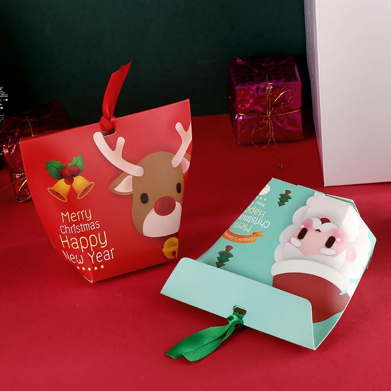 5Pcs השנה החדשה 2024 מתנת חג המולד שקיות נייר קופסא מתנת חג המולד קישוטים הביתה עץ חג המולד קישוטי חג מולד שמח 2023 - 0