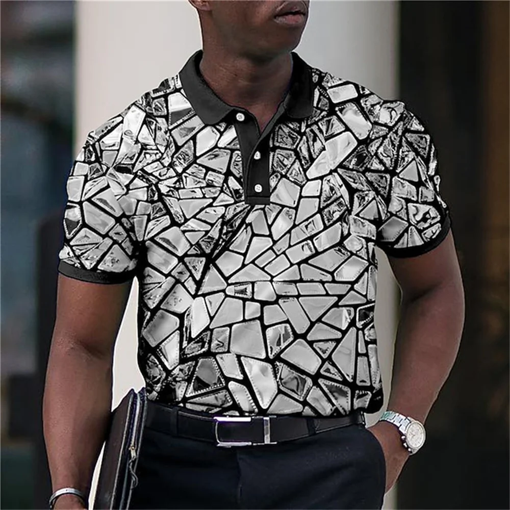 2023 מנופחים זכר חולצות הדפסת 3d חולצות פולו עם שרוול קצר של גברים מזדמנים דש כפתור בגדים יומי איכות גבוהה איש מקסימום - 0