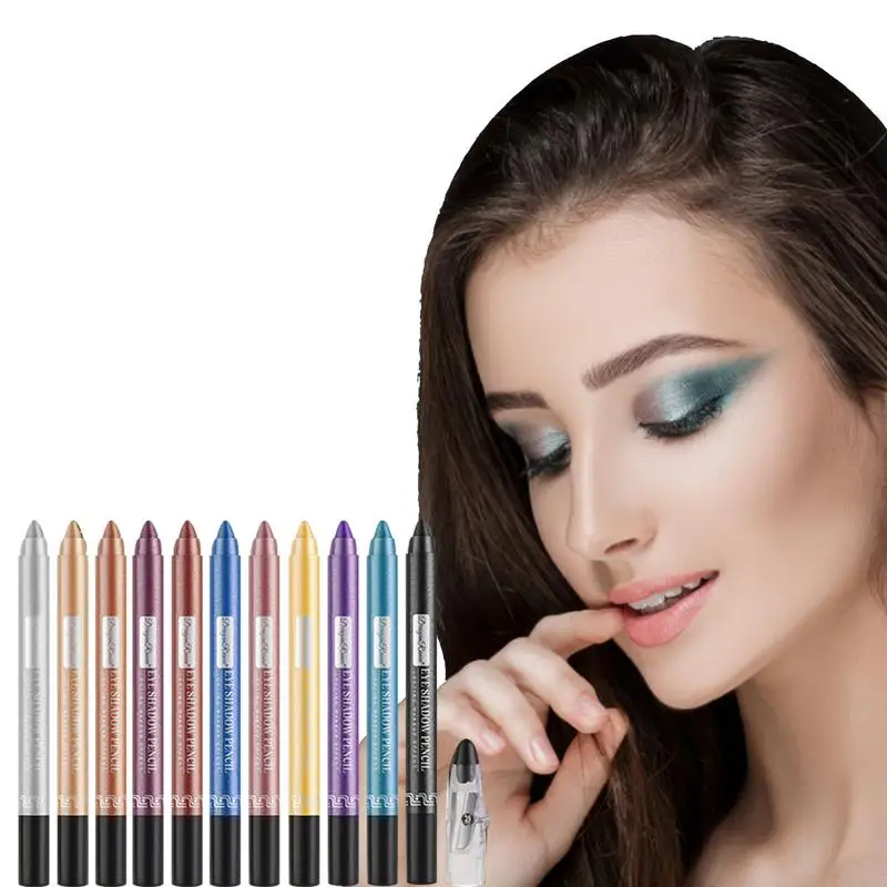 12 צבעים צללית עפרון עמיד למים צבעוני צלליות סטיק סטים לאורך זמן כתם-הוכחה צלליות שימר עט האיפור - 0