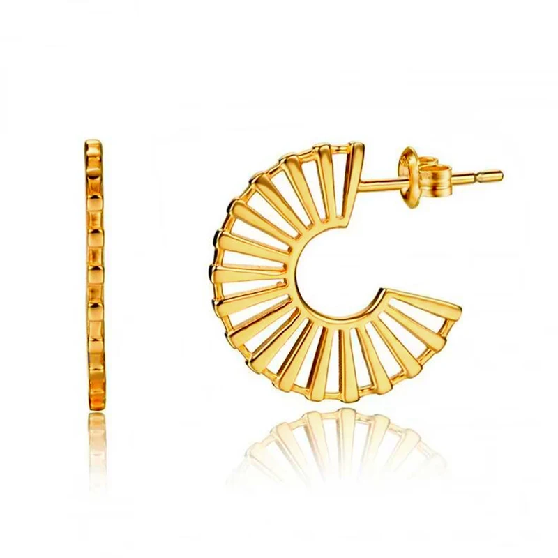 ISUEVA מצופה זהב וינטאג', עיצוב גיאומטרי עגילים לנשים פאנק חלקה פירסינג, עגילי חישוק 2023 תכשיטי אופנה - 0