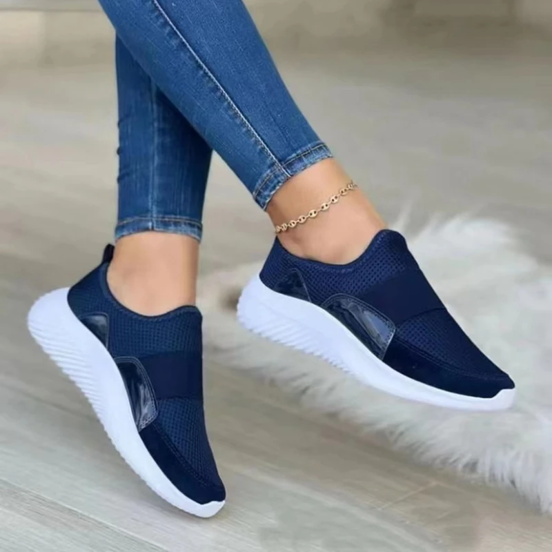 2023 חדש Vulcanize נעלי נשים סתיו קוריאנית לנשימה רשת נעלי ספורט הנשי שטוח להחליק על נעליים מזדמנים נשים האור נעליים - 0