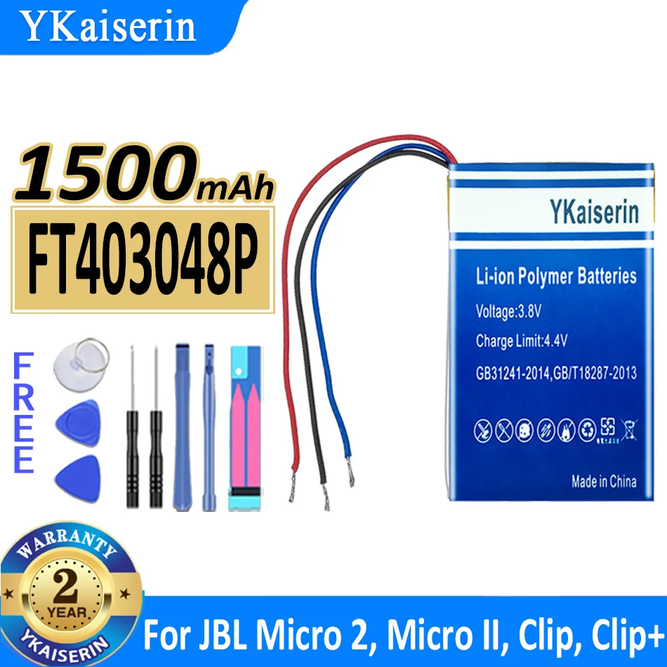 1500mAh YKaiserin סוללה FT403048P על JBL Micro 2 Micro2 Micro II קליפ קליפ+ דיגיטלי סוללות - 0