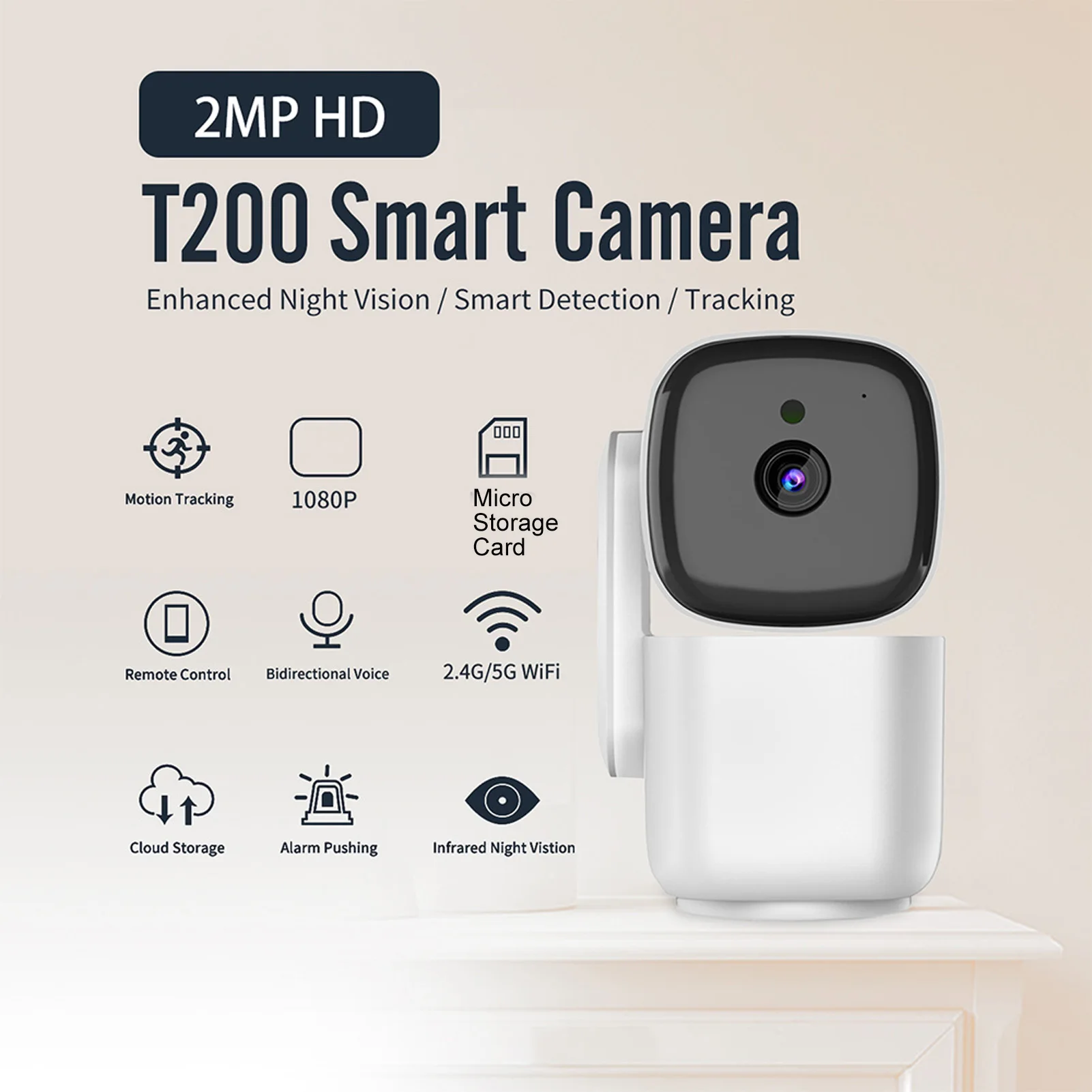 אלחוטית מצלמות מעקב אוטומטי 2.4 GHz 5GHz WiFi, מצלמת אבטחה אחסון ענן 1080p Rotatable אפליקציה צפייה הבית. - 0