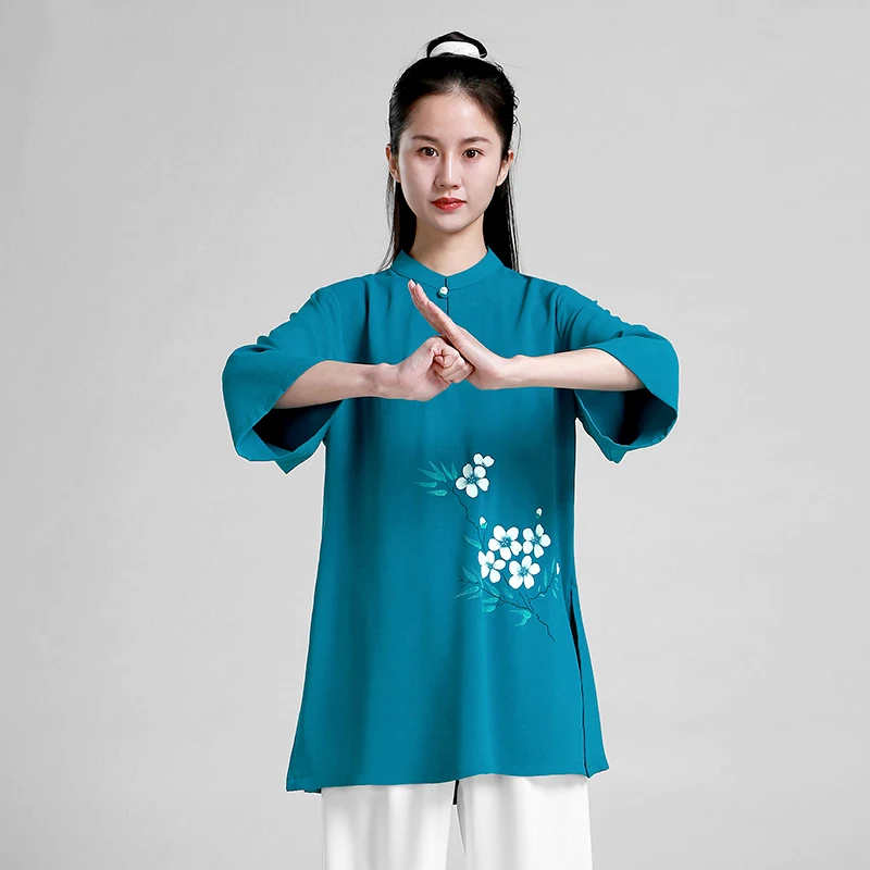 קונג פו השמלה אומנות לחימה אחידה וושו בגדים טאי צ ' י בגדים ילדה הנשים מצוירים ביד קון מאסטר 2023 חדשה סגנון כחול - 0