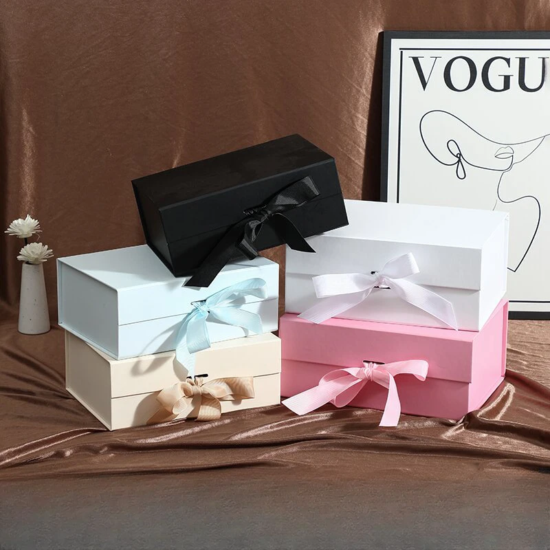 קופסאות מתנה עם סרט מתקפל מתנה קופסאות עם מכסים, שושבינה ההצעה מגנטי תיבות עבור חגיגת יום ההולדת חתונות - 0
