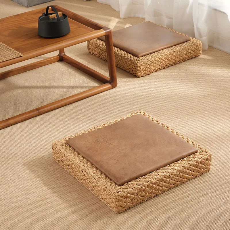 בסגנון יפני טאטאמי כרית קש פוטון יד ארוג שטוח כרית מושב הספה לזרוק כריות רצפה כרית מדיטציה סיבוב כרית - 0