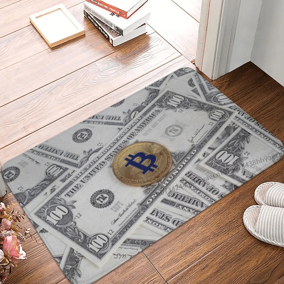 Bitcoin וירטואלי מוצפן מטבע דיגיטלי למטבח החלקה לשטיח 100 פלנל מחצלת דלת הכניסה שטיחון קישוט הבית השטיח - 0