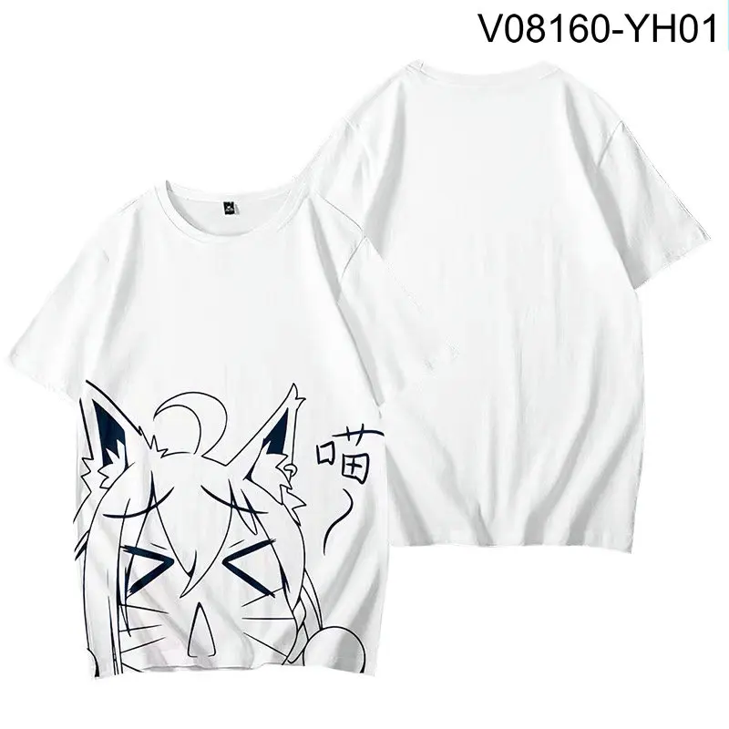 VTuber Shirakami Fubuki 3D T-shirt נשים גברים אופנה סביב צוואר הילד בנות ילדים שרוול קצר פופולרי אופנת רחוב צמרות טי - 1