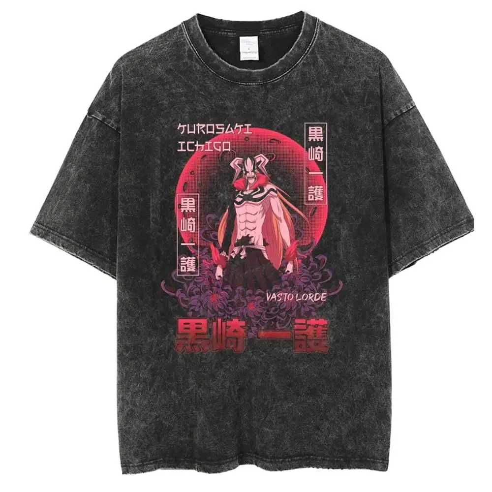 חיה אקונומיקה חולצה Kurosaki Ichigo בציר חולצת טי הקיץ רטרו חולצת יוניסקס כותנה Tshirts אופנת רחוב שרוול קצר חולצות - 1