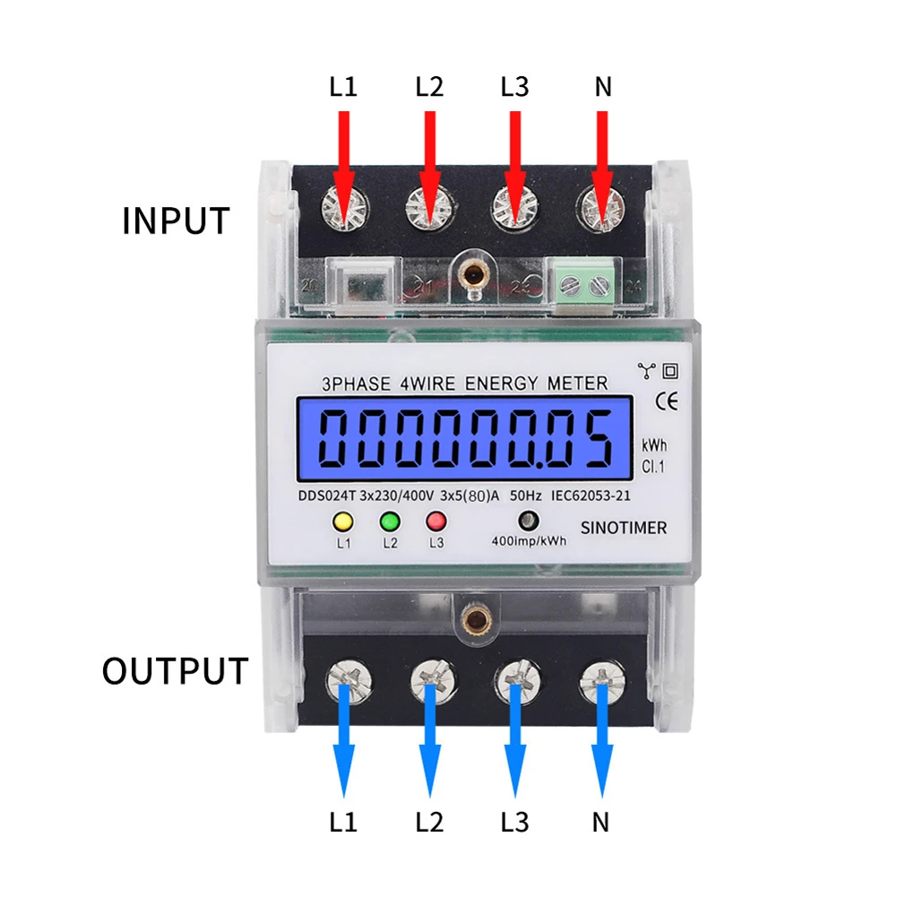 1-3pcs דיגיטלי השימוש בחשמל המונה 4-wire שלושה שלבים מטר DIN Rail המונה 5-80A 400V אלקטרוני אנרגיה קוט 