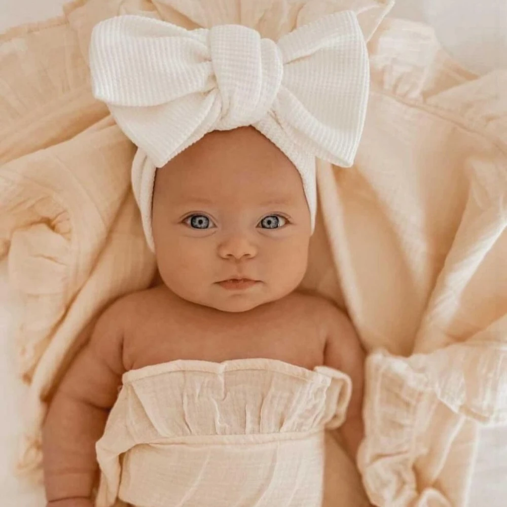 תינוק שרק נולד מצח הילדה אביזרי שיער הכובעים התינוק קשת על הילדה Bowknot טורבן לתינוק ילדים אלסטי Headwrap - 1