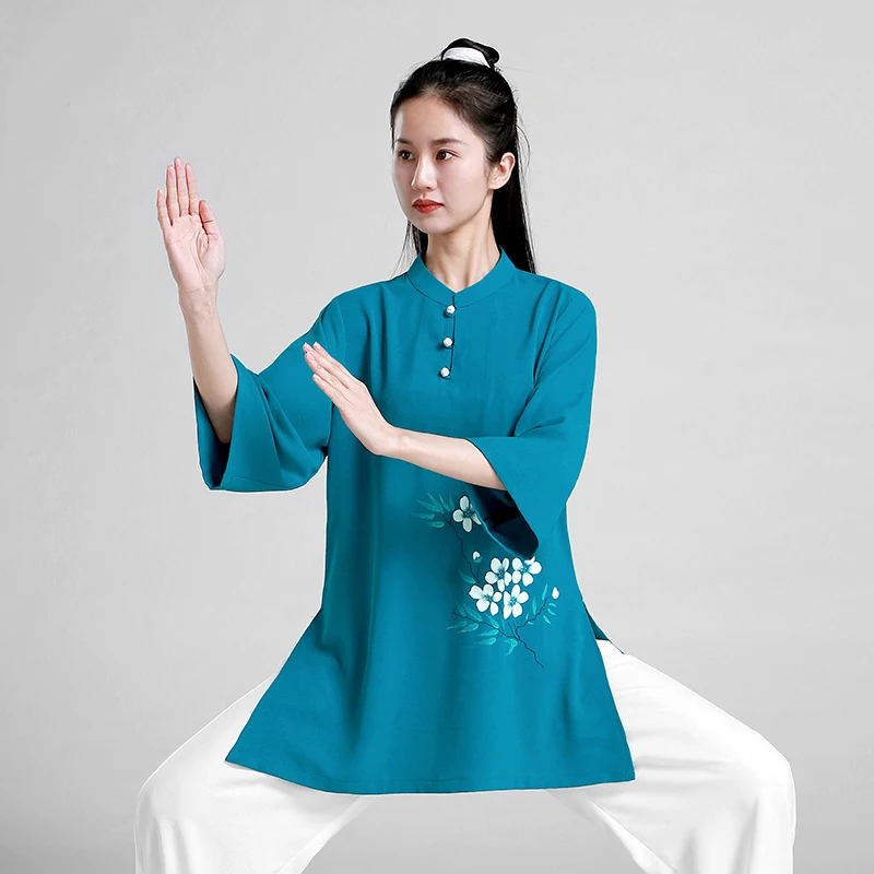 קונג פו השמלה אומנות לחימה אחידה וושו בגדים טאי צ ' י בגדים ילדה הנשים מצוירים ביד קון מאסטר 2023 חדשה סגנון כחול - 1