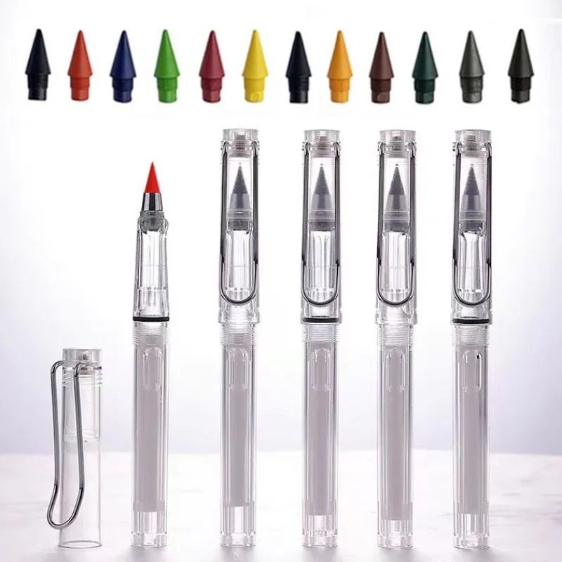 חדש שקוף נצח 12 עפרונות צבע העיפרון טיפ אינסופי כותב טכנולוגיה Inkless ניתן למחיקה עט לילדים מתנות מכשירי כתיבה - 2