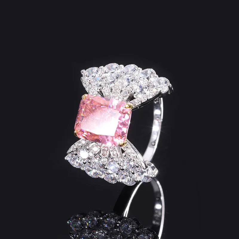 שמפניה פחמן גבוהה תכשיטי יהלומים להגדיר S925 טבעת כסף סטרלינג שרשרת עגילים לנשים משלוח חינם האירוסין לחתונה. - 2