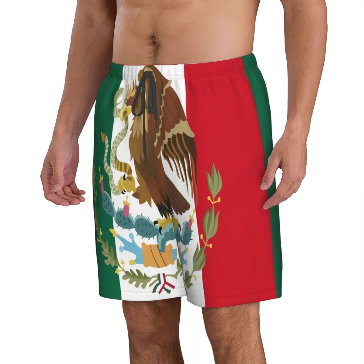 חוף בגדי ים של גברים מהיר ייבוש בגדי ים מקסיקני דגל רקע גברים לנשימה בגדי ים קצרים חוף סקסי זכר בגדי ים - 2