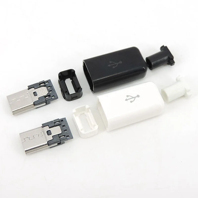 4 ב 1 diy לבן שחור 5PIN USB מיקרו ריתוך סוג התקע זכר מחברים מטען כיסוי USB 5P הזנב יציאת טעינה שקע Q1 - 2