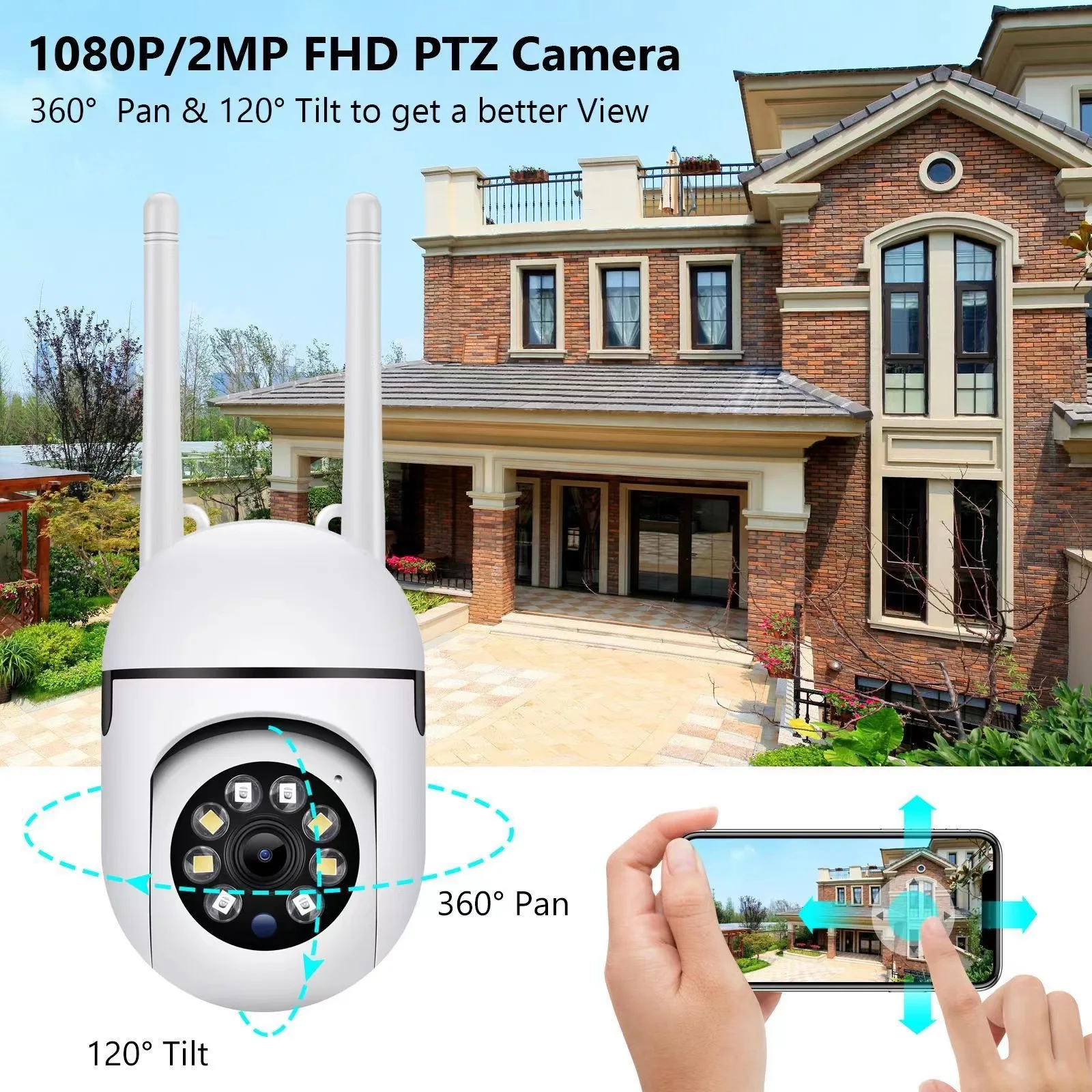 2.4 G WIFI IP Camera שמע טלוויזיה במעגל סגור מצלמת מעקב חיצונית עם זום דיגיטלי 4X ראיית הלילה אלחוטי המצלמה PTZ עמיד למים אבטחה - 2