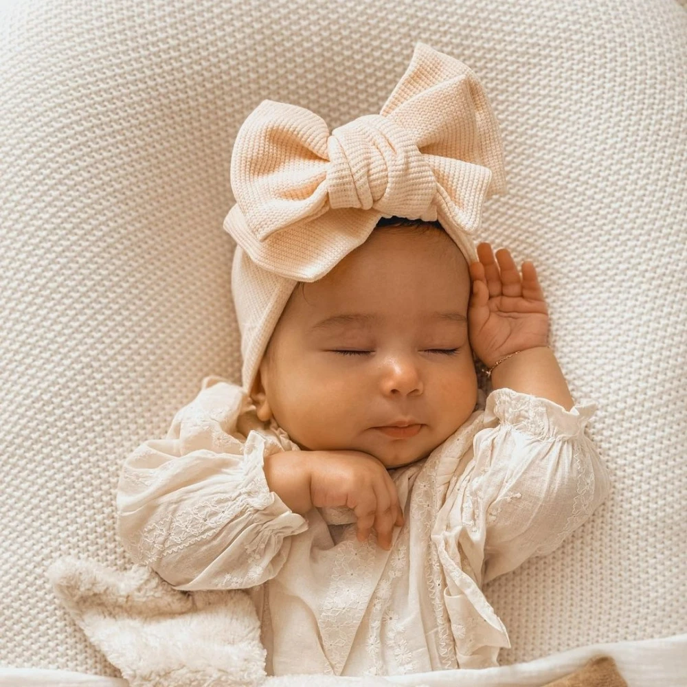 תינוק שרק נולד מצח הילדה אביזרי שיער הכובעים התינוק קשת על הילדה Bowknot טורבן לתינוק ילדים אלסטי Headwrap - 2