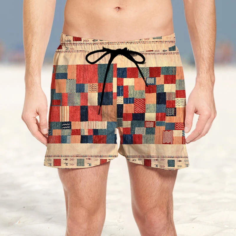 2023 קיץ חדש לגברים קוקוס עלים דפוס החוף 3D מכנסיים אופנתי, נוח וייבוש מהיר ג ' ונגל טרופי בסגנון קצרים. - 2
