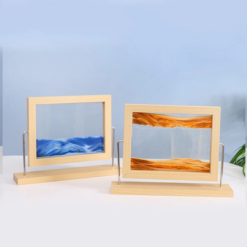 Sandscape העברת חול אמנות 3D דינמי חול טובעני ציור נוזלי שעון חול, המסתובב מסגרת עץ זורם החול עיצוב הבית מתנות - 2