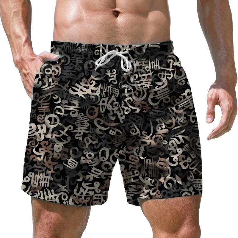 הקיץ החדש מזדמנים גברים של מכנסיים קצרים 3D מודפס של גברים מכנסיים קצרים בסגנון סיני גברים של מכנסיים מגמת אופנה חופשי גברים של מכנסיים קצרים - 3