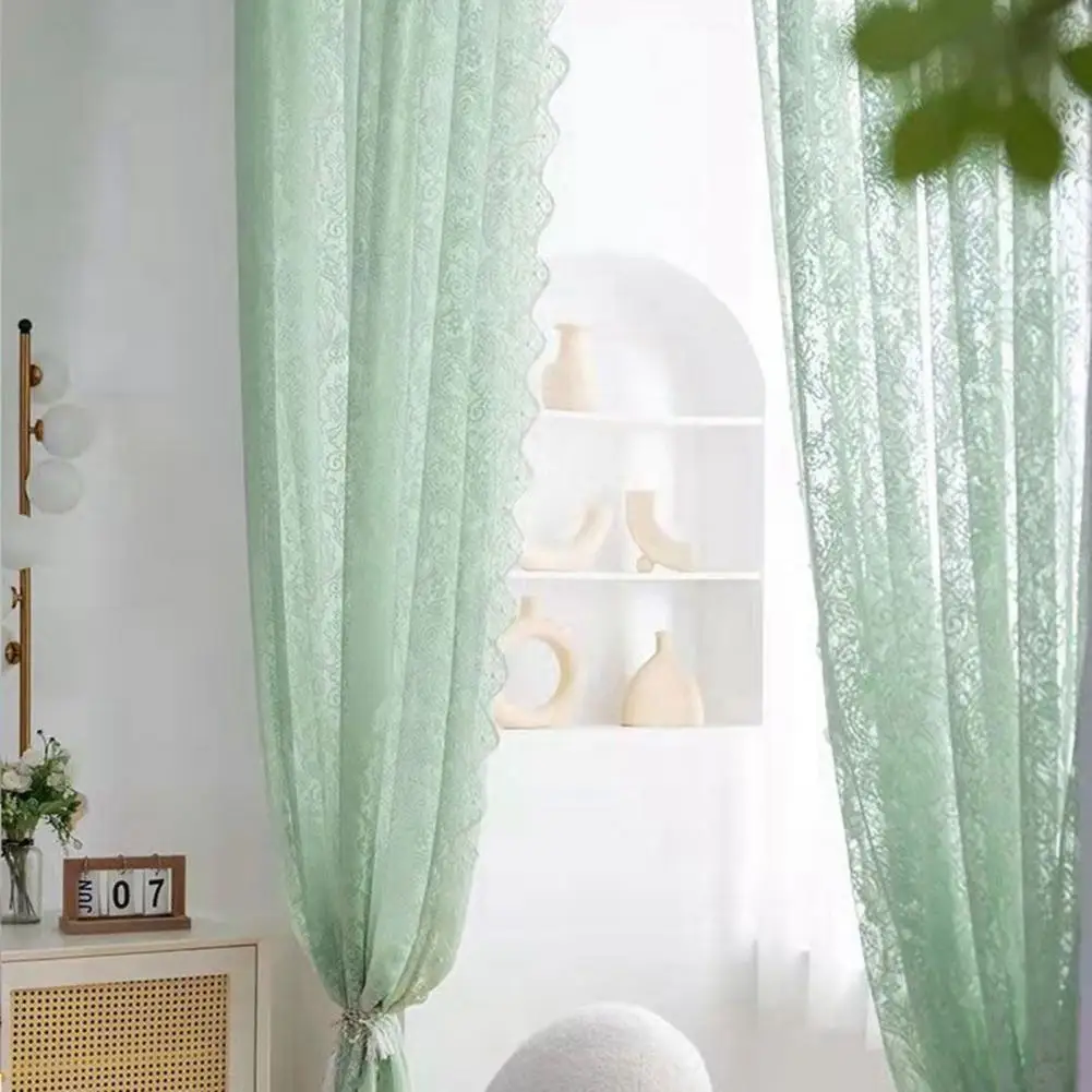 פסטורלי תחרה צרפתי העצום וילון מוצק צבע 200x140cm הסלון חלון חדר השינה לבן טול וילונות וילונות גזה עיצוב הבית - 3