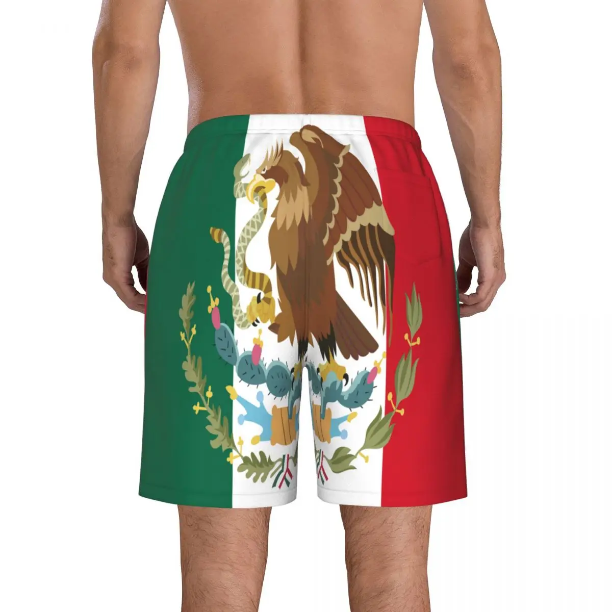 חוף בגדי ים של גברים מהיר ייבוש בגדי ים מקסיקני דגל רקע גברים לנשימה בגדי ים קצרים חוף סקסי זכר בגדי ים - 3