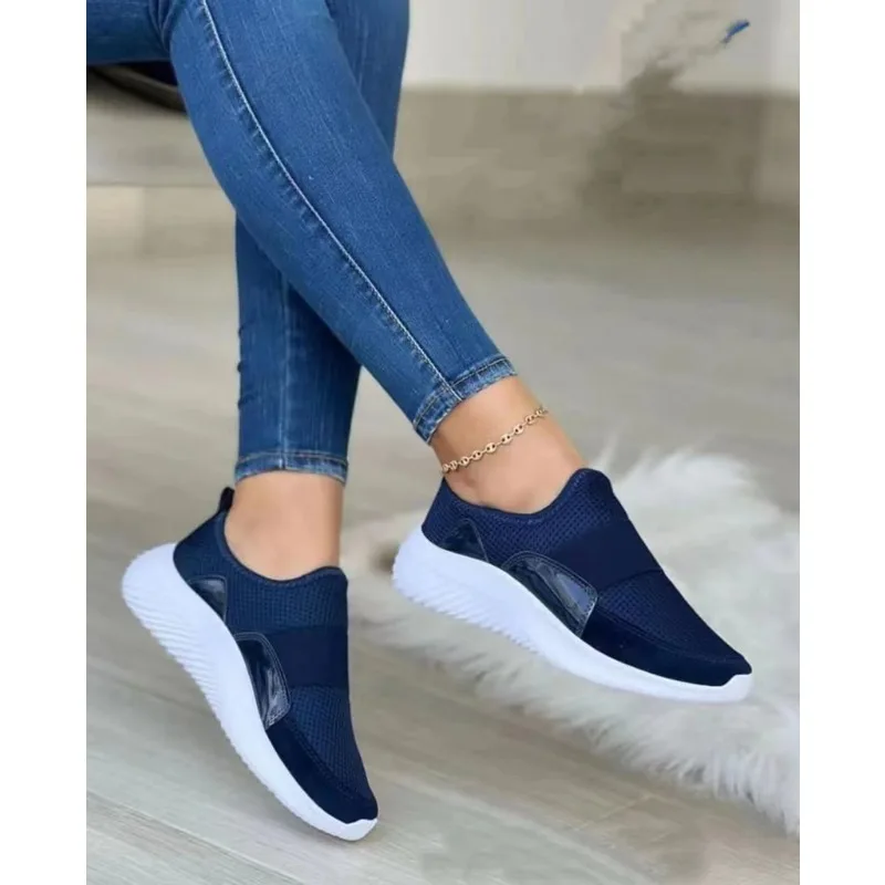 2023 חדש Vulcanize נעלי נשים סתיו קוריאנית לנשימה רשת נעלי ספורט הנשי שטוח להחליק על נעליים מזדמנים נשים האור נעליים - 3