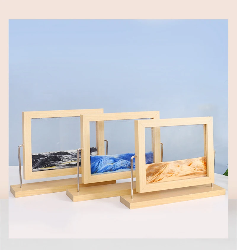 Sandscape העברת חול אמנות 3D דינמי חול טובעני ציור נוזלי שעון חול, המסתובב מסגרת עץ זורם החול עיצוב הבית מתנות - 3