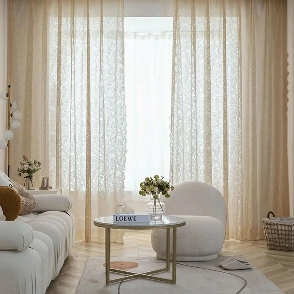 פסטורלי תחרה צרפתי העצום וילון מוצק צבע 200x140cm הסלון חלון חדר השינה לבן טול וילונות וילונות גזה עיצוב הבית - 4