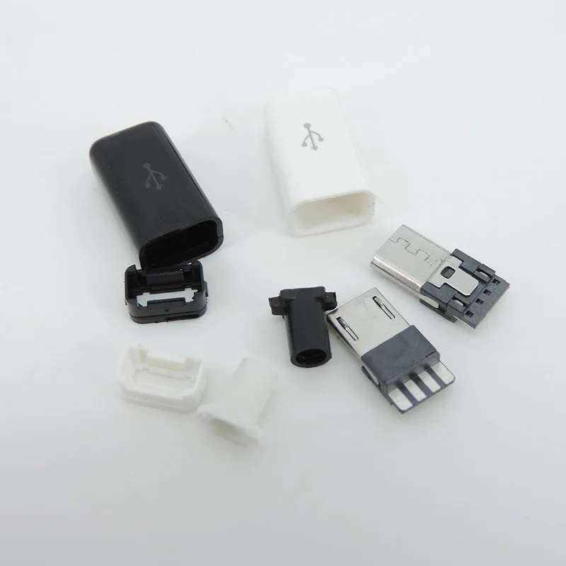 4 ב 1 diy לבן שחור 5PIN USB מיקרו ריתוך סוג התקע זכר מחברים מטען כיסוי USB 5P הזנב יציאת טעינה שקע Q1 - 4