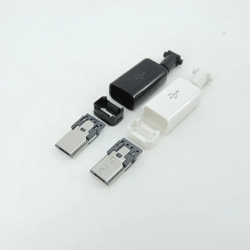 4 ב 1 diy לבן שחור 5PIN USB מיקרו ריתוך סוג התקע זכר מחברים מטען כיסוי USB 5P הזנב יציאת טעינה שקע Q1 - 5