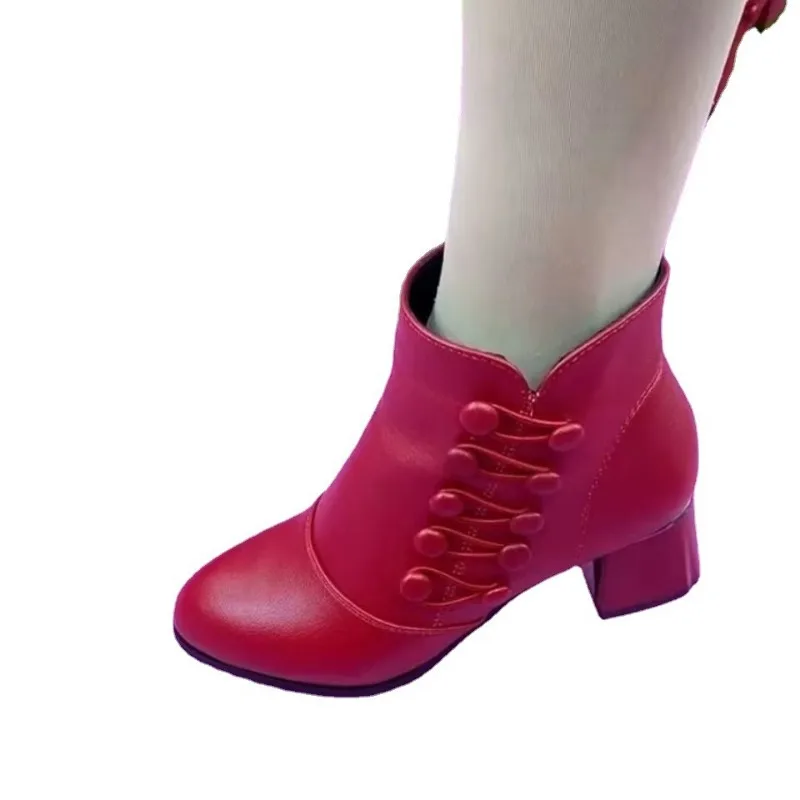 2023 אמא חדשה סתיו אישה מגפי אמא גבירותיי נעלי עקבים עבים קרסול מגפי נשים גבוהות העקב פלטפורמת נעלי גומי - 5