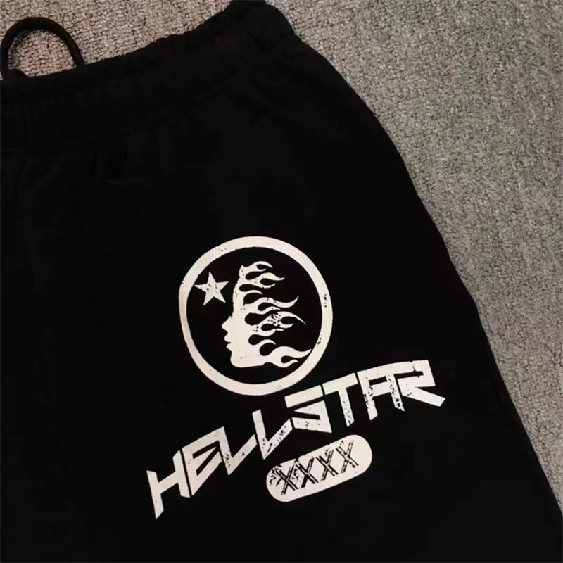 להבה מכתב הדפסה Hellstar קצרים קלאסי גברים נשים מכנסיים קצרים אופנת רחוב HELLSTAR מזדמנים מכנסיים - 5