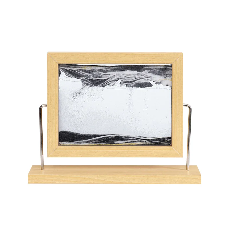 Sandscape העברת חול אמנות 3D דינמי חול טובעני ציור נוזלי שעון חול, המסתובב מסגרת עץ זורם החול עיצוב הבית מתנות - 5