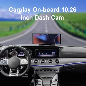 10.26 אינץ DVR המכונית 4K 1080P אלחוטית Carplay אנדרואיד לרכב אוטומטי מצלמת וידאו LCD מסך מגע WiFi-Bluetooth תואם שליטה קולית