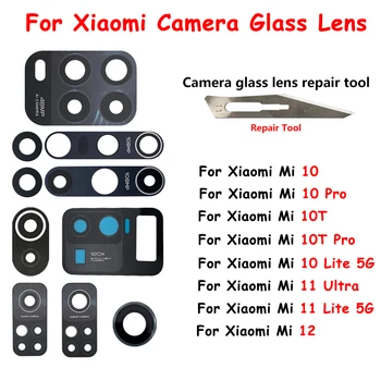 10Pcs מקורי Xiaomi Mi 12 11T 10 10T 11 Lite Pro Ultra המקורי בחזרה מצלמה אחורית עדשת זכוכית עם מדבקה החלפת כלים
