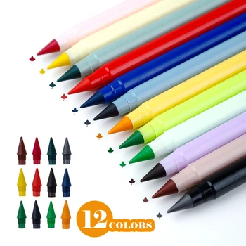 12 צבעים להגדיר נצח עיפרון עם מילוי ללא הגבלה כתיבה עפרונות נצחי הניתן למחיקה עיפרון עטים בית הספר לילדים ציוד אמנות