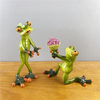 15cm שרף ההצעה לשלוח פרחים רגליים כמה צפרדע צלמיות יצירתי חיה מתנה ליום האהבה השולחן בבית תפאורה