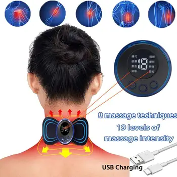 1P מיני פעימה חשמלית לעיסוי הצוואר נייד חזרה הצוואר הלחץ הרפיית שרירים המכונה הכתף כאבי שרירים הקלה כלי