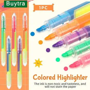 1pc דו-ראשי מדגיש צבע ישר נוזלי עט סימון היד חשבון סטודנט כתיבה