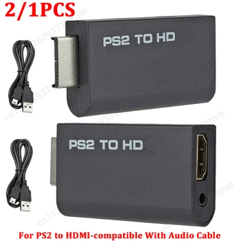 2/1 יח 'עבור PS2 ל-HDMI תואם ממיר מתאם 480i/480p/576i עם 3.5 מ