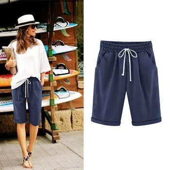 2023 חדש לנשים מזדמנים רחב הרגל מכנסיים קצרים בקיץ החוף לנשימה רופף כיס מכנסיים קצרים אלסטי Harajuku אופנת רחוב Y2k בתוספת גודל