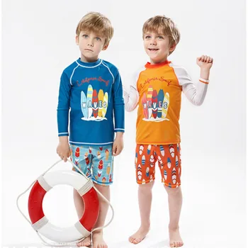 2023 ילדים בגדי ים פיצול ארוך שרוול הגנה מפני השמש צלילה מהיר ייבוש חם בנים בגדי חוף חולצות ספורט מים