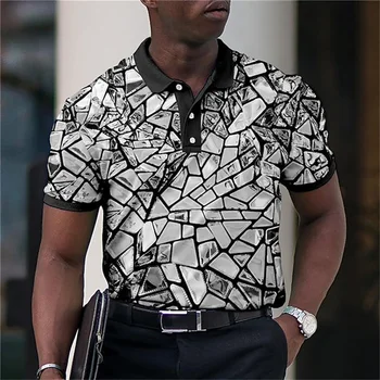 2023 מנופחים זכר חולצות הדפסת 3d חולצות פולו עם שרוול קצר של גברים מזדמנים דש כפתור בגדים יומי איכות גבוהה איש מקסימום