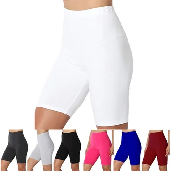 2023 נשים אלסטיים קצרים מזדמנים גבוהה המותניים חזק כושר רזה רזה תחתיות הקיץ מוצק סקסיים מכנסיים קצרים