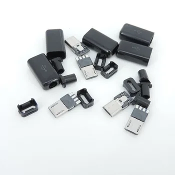 4 ב 1 diy לבן שחור 5PIN USB מיקרו ריתוך סוג התקע זכר מחברים מטען כיסוי USB 5P הזנב יציאת טעינה שקע Q1