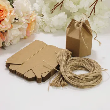 50pcs יצירתי קראפט נייר ממתקים, קופסאות מתנה פנס משושה צורה החתונה טובות עוגת מתנה אריזה קופסה Dragees תיבת שקיות