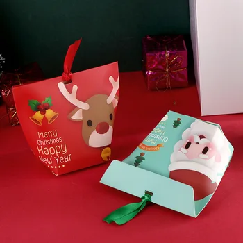 5Pcs השנה החדשה 2024 מתנת חג המולד שקיות נייר קופסא מתנת חג המולד קישוטים הביתה עץ חג המולד קישוטי חג מולד שמח 2023